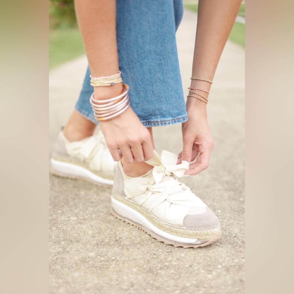 Free People Cream and Tan Espadrille Platform Sneaker - Picture 2 of 12